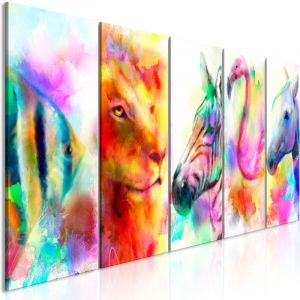 Artgeist Tableau - Rainbow Watercolours (5 Parts) Narrow - 200x80