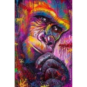 Figured’Art Diamond Painting Broderie Diamant 40x50cm Toile Entière Roulée avec Strass Perles Carrés - King Kong coloré - Kit Complet Animaux 5D DIY Activité Manuelle Loisirs Créatifs Adultes
