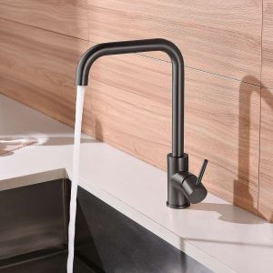 Mitigeur de cuisine bec haut gris mat PVD Inox S304 série COMFORT