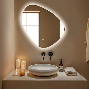 LOMAZOO Miroir salle de bain Z&uuml;rich avec LED 80 x 80 cm asym&eacute;trique