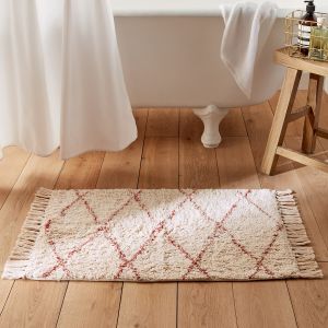 Tapis de bain tufté terracotta 1600g/m², Fatouh Ecru/Terracotta Taille 50X80 cm