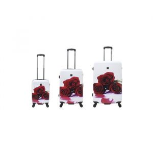 Ensemble Bagages de Voyage - Saxoline 3 pi&egrave;ces Ensemble de valise de voyage / Bagage set / Trolley set - Rouge Rose Imprim&eacute;