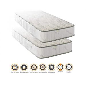 Nuits D'or - Lot de 2 Matelas Orthopédiques 70x190 x 22 cm - Ferme - Face Hiver Laine - Ame Poli Lattex Haute Densité - Hypoallergénique