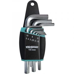 Jeu de 9 cles males allen btr metriques courtes - 1,5 a 10 mm - Whirlpower