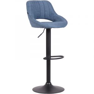 CLP Tabouret de bar en tissu ajustable pivotant tissu Bleu