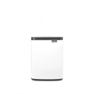 Brabantia Poubelle de 7L - Petite & &eacute;l&eacute;gante - Ouverture facile & fermeture souple - Hygi&eacute;nique et peu encombrante - Fixation murale - pour salle de bain, toilettes, bureau &agrave; domicile - White