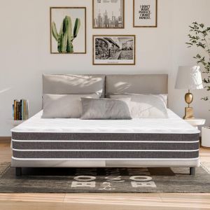 Matelas 140x190 cm, &eacute;paisseur 26 cm.Spinal Support Hybrid Mattress - Memory Foam & Pocket Springs,7 Zones,Con&ccedil;u ergonomiquement