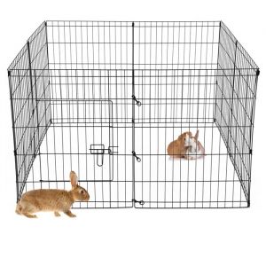 Ecd Germany - Enclos Extérieur 8 Grilles 124 x 76 cm en Métal Clapier à Lapin Parc pour Petits Animaux Clôture Cage Chat Chien Chiots Rongeur Cochons