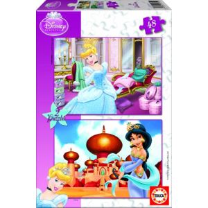 Image de Educa Puzzle  Princesses Disney: Cendrillon et Jasmine 2 x 48 pièces