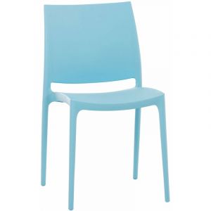 Image de Décoshop26 Chaise de jardin en plastique bleu design simple empilable 10_0000869