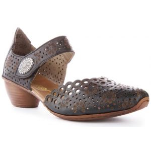 Rieker Escarpins FEMME en cuir bleu marine et à bande auto-agrippante