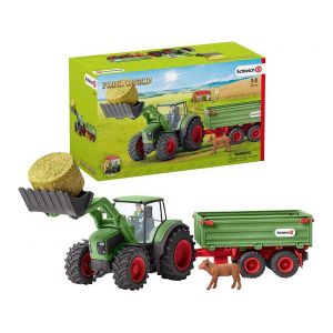 Schleich Farm Life Tracteur avec remorque, Jeu véhicule