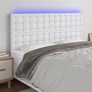 VidaXL Hoofdbord LED 160x5x118/128 cm kunstleer wit3122521