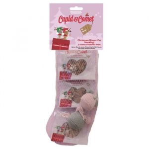 Rosewood Bas de Noël Cupid&Comet contient du vrai saumon, dinde et du fromage et 2 jouets - Pour chat