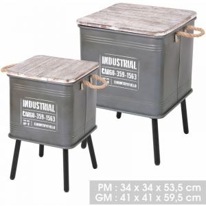 Urban living 2 Tables d'appoint design industriel Loft - Gris