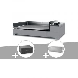 Forgeadour Plancha gaz Premium 60 acier avec housse et couvercle pour plancha Gris