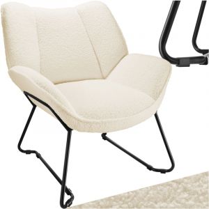 TecTake Fauteuil Rembourré avec revêtement bouclé Accoudoirs et dossier large