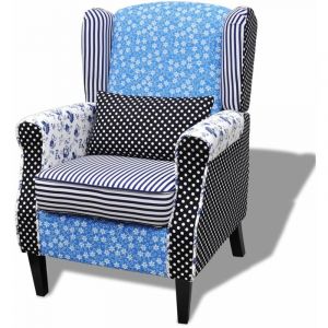 Fauteuil chaise siège lounge design club sofa salon avec de patchwork tissu 1102039/3