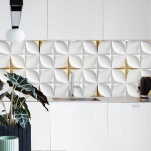 Stickerdecofr - Cr&eacute;dence Adh&eacute;sive Or Blanc 400 x 60 cm