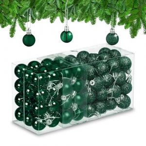Relaxdays Boule de Noël, en lot Pratique de 96, pour décorer Votre Sapin comme il se Doit, Plastique, Vert foncé