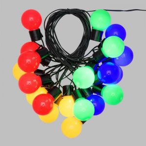 Lotti Guirlande lumineuse d'été LED - 10 m - Ø50 x H60 mm - Multicolore - 10 m - 20 ampoules G50 LED - Limière fixe - Transformateur 4.5 V - Câble noir - Ø50 x H60 mm - Multicolore