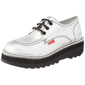 Kickers KICKOUGIRL Chaussures Oxford Flat, Argent, 37 EU
