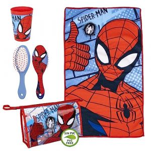 Trousse de Toilette Spiderman - Fermeture Éclair - 23 x 15 x 8 cm - Inclut des Accessoires - Imperméable - Vanity Idéal pour Voyager - Produit Original Conçu en Espagne