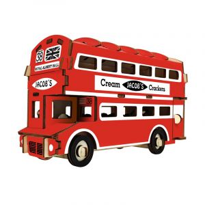 Dam Puzzle 3d en bois. Autobus &agrave; deux &eacute;tages. 94 pi&egrave;ces.