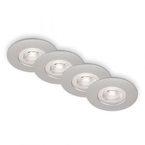 BRILONER - Jeu de 4 lampes encastrées au plafond, à intensité variable, lampes LED encastrées ultraplates, spot encastré salle de bain, spot encastré salle de bain IP44, chrome mat, 90x25 mm (DxH)