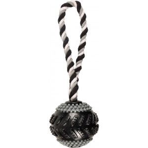 Flamingo Jouet Chien Indestructible – Gladiator Corde de Traction Curling avec Balle Noire – Extra résistant – L 28 × l 8,5 × H 8,5 cm