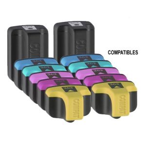 Moreinks 12 Cartouches d'encres compatibles HP n&deg;363 (noir, cyan, cyan clair, magenta, magenta clair, jaune)