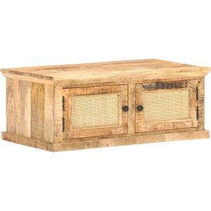 Image de VidaXL Table basse 90x50x35 cm Bois de manguier et canne naturelle