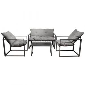 Piana Salon De Jardin 4 Pièces Piètement Métal Gris Neuf