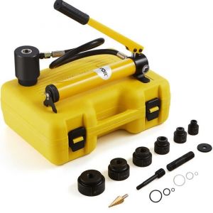 VEVOR Kit de Perforation Hydraulique 10 T 6 Poinçons 22-60 mm Poinçonneuse Hydraulique Manuelle avec Coffret Poignée Ergonomique Positionnement Précis Outil de Poinçonnage Métal Inox Alu Plastique
