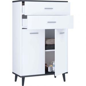 Ebuy24 - Lindas commode 2 portes 2 tiroirs blanc, anthracite.