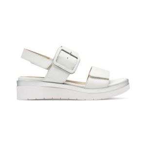 Tamaris Comfort Femmes Sableales Plates en Cuir avec Boucle, Blanc (Blanc/Argent), 36 EU