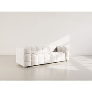 Augustin - canap&eacute; droit 3 places en velours textur&eacute; - beige