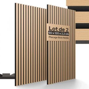 Arebos 2x Panneaux Acoustiques NRC 095 &ndash; Bois V&eacute;ritable R&eacute;duction du Bruit Design Moderne & Montage Facile Ch&ecirc;ne