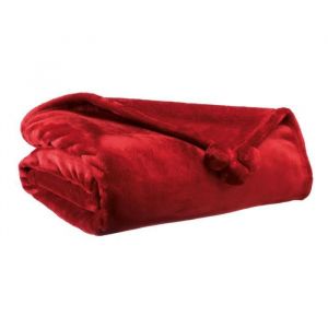 Vivaraise Plaid Tender pompons rubis 130 x 170 cm 130 X 170 RUBIS