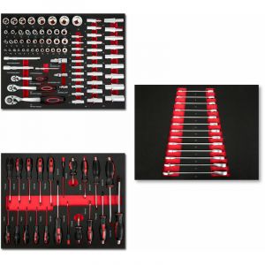 Eberth Set d'outils pour servante d'atelier 114 pièces, carbure de tungstène, pour l'atelier automobile, rouge