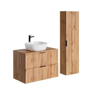 Image de SANS Ensemble meuble simple vasque 80cm et colonne Adriel Bois