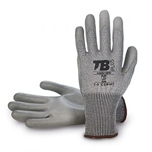 3L Gant de protection anti-coupures TB 401G2 DYN | Gant de travail enduit de polyuréthane gris sur paume, support HPPE gris et fibre de verre élastique, respirant et résistant - Taille 9