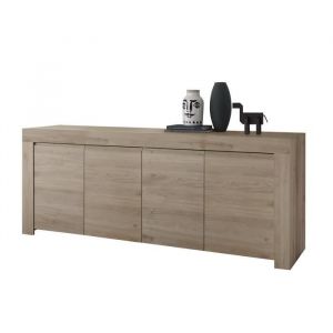Buffet 4 portes en bois, collection zefir, coloris chêne clair, parfait pour votre salon - Marron - Bois