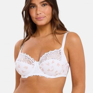Sans Complexe Soutien-gorge emboîtant Flora Imprimé Plume D'automne Blanc en coton