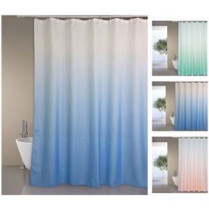 Image de MSV Premium Rideau de douche textile anti-moisissure – antibactérien, lavable, 100 % étanche, avec 12 anneaux de rideau de douche – Polyester « Sugar » Bleu 180 x 200 cm