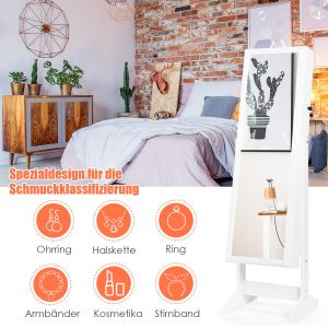 Image de Armoire &agrave; bijoux Coast avec miroir int&eacute;gral porte-bijoux ? 41 x 36,5 x 146 cm blanc