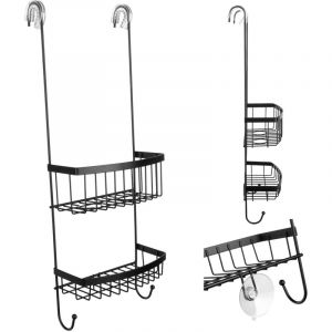Kadax - Etag&egrave;re de Salle de Bain Etag&egrave;re Suspendue de Douche Cintre en M&eacute;tal Noir Loft