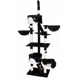 Deuba Arbre &agrave; Chat griffoir grattoir Grande capacit&eacute; Noir 240-260cm - 2 grottes Tronc 2 paniers