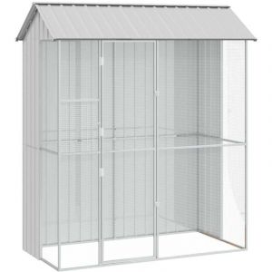 VidaXL Cage pour oiseaux Gris 215 x 110 x 247 cm Acier galvanis&eacute;