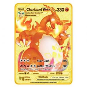 Carte de jeu en métal anglais pour Pokémon Charizard Vmax